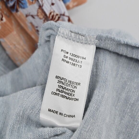 DOE AND‎ RAE Cardigan Womens Sz L Blue Floral Patchwork Dolman Sleeve Open Front - Picture 9 of 13